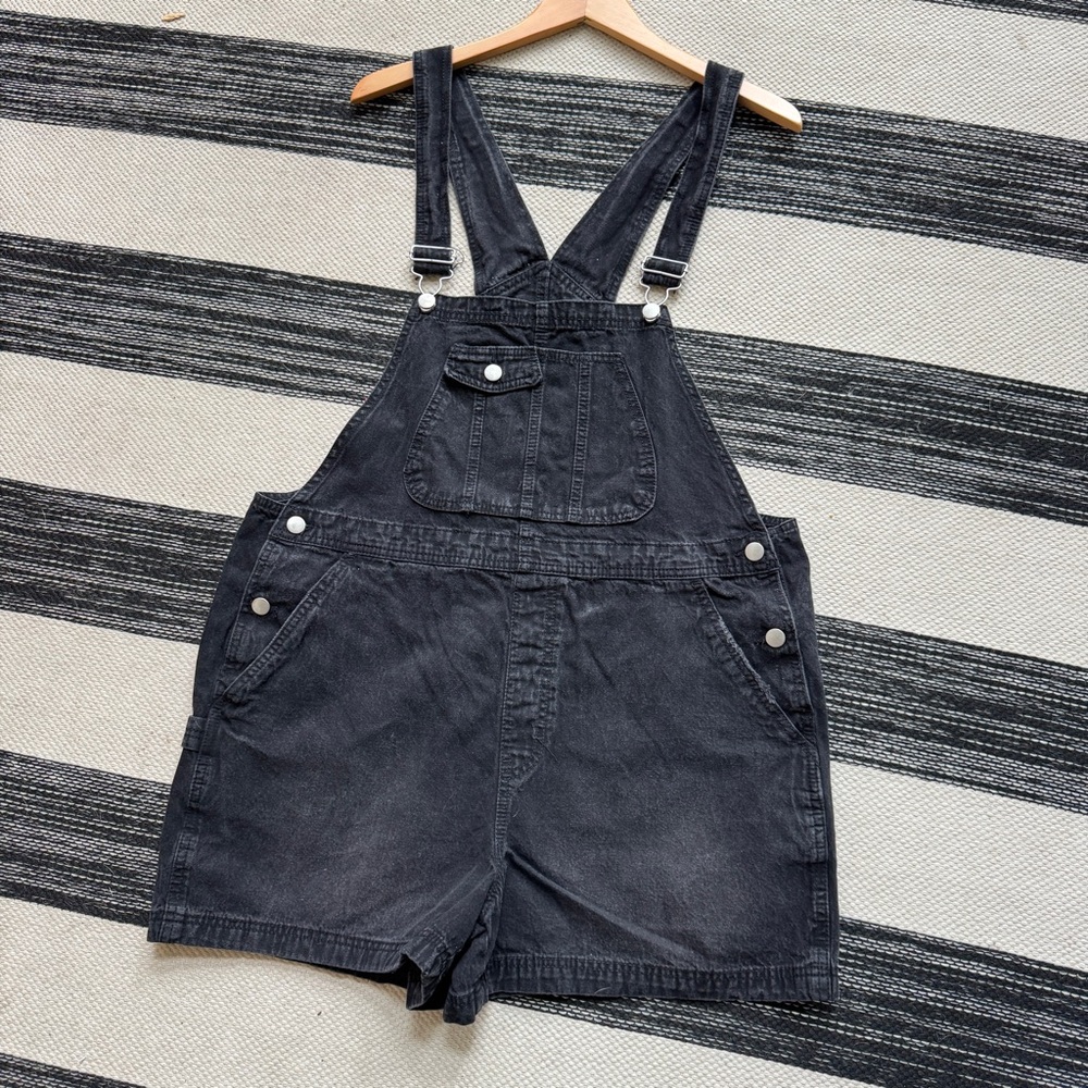 No Boundaries Overalls Womens Black Denim‎ Short Jumpsuit Size XL(1-17)
